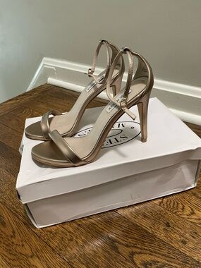 Steve Madden Dusty Gold Ankle-Strap High Heel Sandals